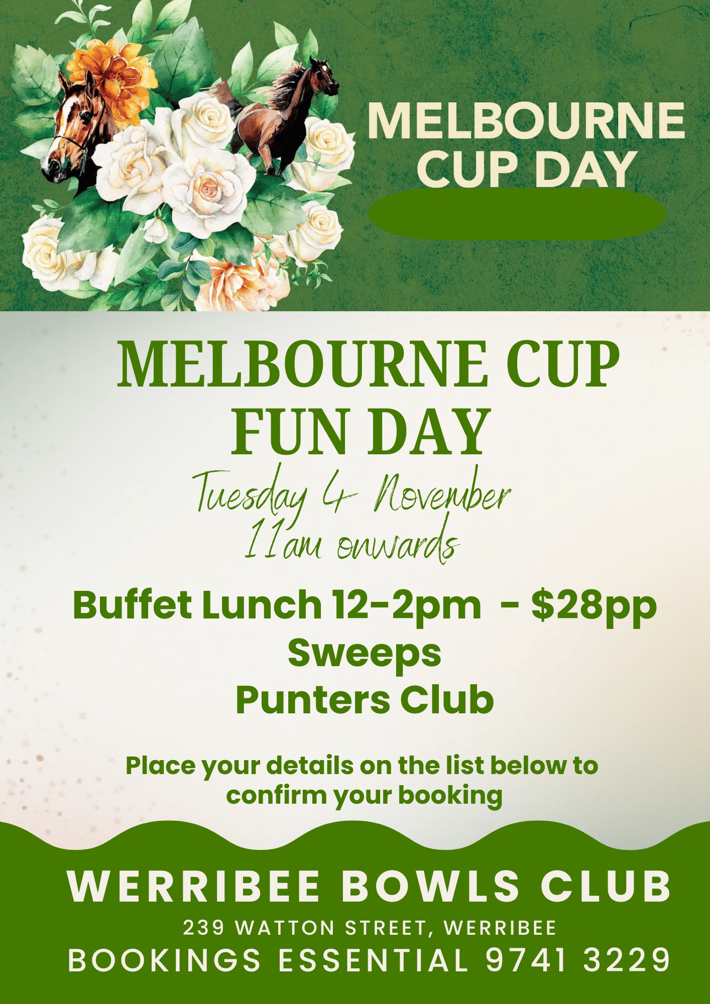 Open Cup Fun Melbourne Cup Fun Day – WERRIBEE BOWLS CLUB